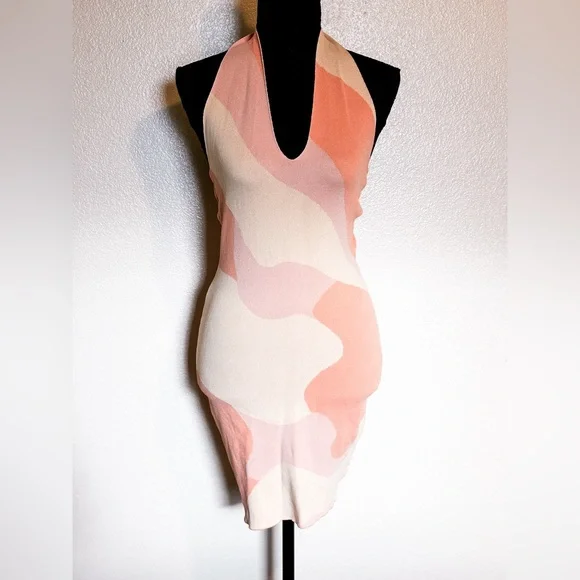 Superdown Elliot Halter Mini Dress Orange‎ Multi Size M - Picture 3 of 8